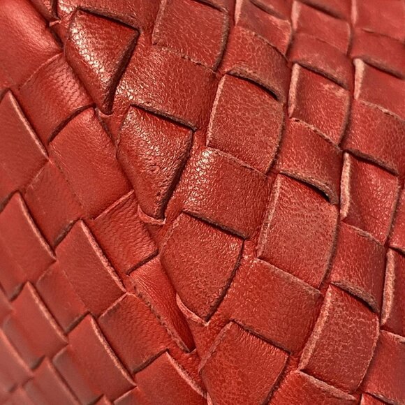 Auth BOTTEGA VENETA Intrecciato 225166 Red Leather Tote Bag - Picture 4 of 16